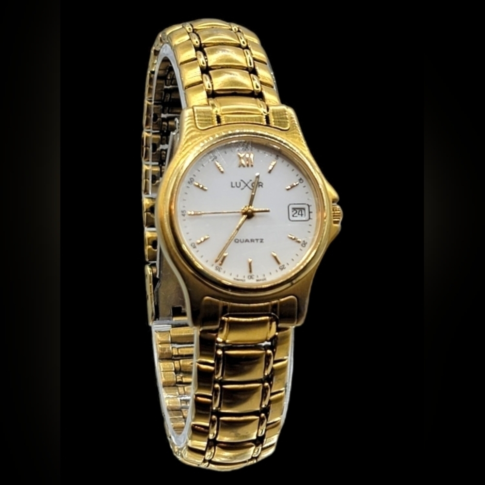 Rare Vintage LUXOR Gold Tone Ladies Watch Swiss Movement Date